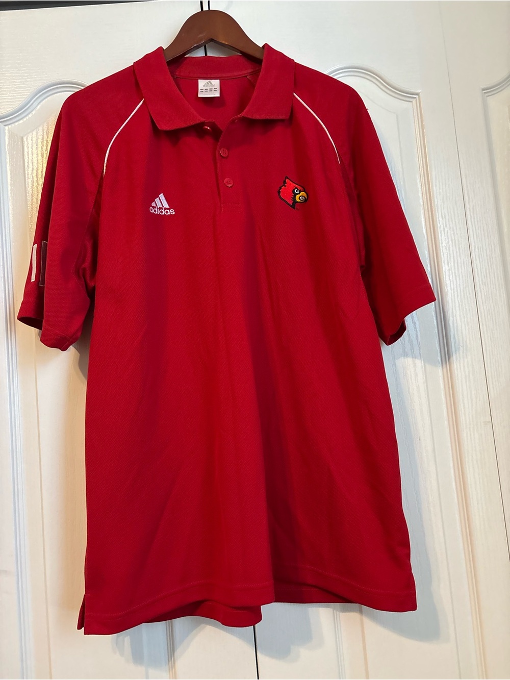 adidas Red Men's Polo with Cardinal Logo and White Accents